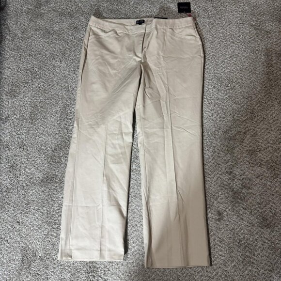 Raffaella Pants Womens 18W Stone Curvy Straight Leg Dress Career Office Khaki - Picture 1 of 12